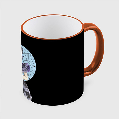 Кружка цветная Wednesday Addams танцует / 3D-Оранжевый кант – фото 1