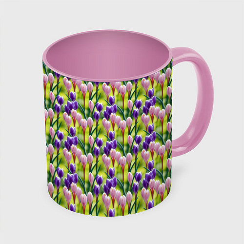 Кружка цветная Весенние крокусы / 3D-Белый + розовый – фото 1