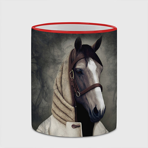 Кружка цветная Конь в пальто в прямом смысле / 3D-Красный кант – фото 2