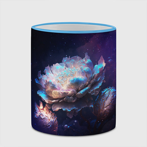 Кружка цветная Космические звёздные цветы / 3D-Небесно-голубой кант – фото 2