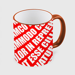 Кружка 3D Крупный рубленый текст Lorem Ipsum каллиграфия на, цвет: 3D-оранжевый кант