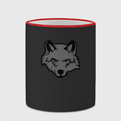 Кружка 3D Злой серый волк с красными глазами, цвет: 3D-красный кант — фото 2