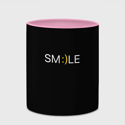 Кружка цветная Надпись smile / 3D-Белый + розовый – фото 2