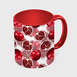 Кружка цветная Гранаты на белом фоне - паттерн