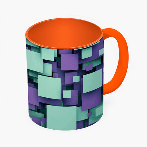 Кружка цветная Trendy geometric pattern / 3D-Белый + оранжевый – фото 1