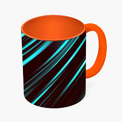 Кружка 3D Stripes line neon color, цвет: 3D-белый + оранжевый
