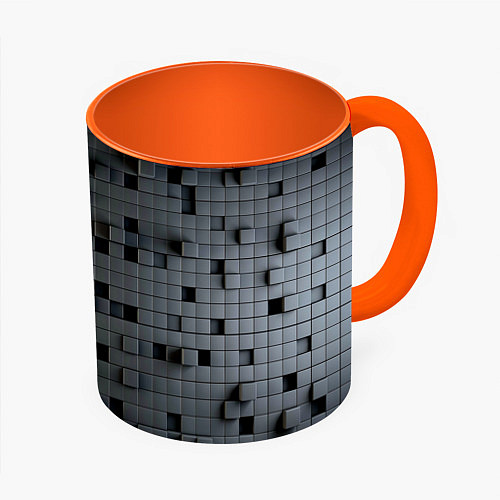 Кружка цветная Digital pixel black / 3D-Белый + оранжевый – фото 1