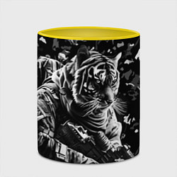 Кружка 3D Тигр воин спецназа, цвет: 3D-белый + желтый — фото 2