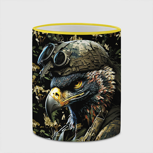 Кружка цветная Орел солдат / 3D-Желтый кант – фото 2
