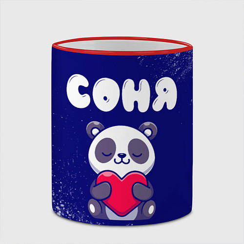 Кружка цветная Соня панда с сердечком / 3D-Красный кант – фото 2