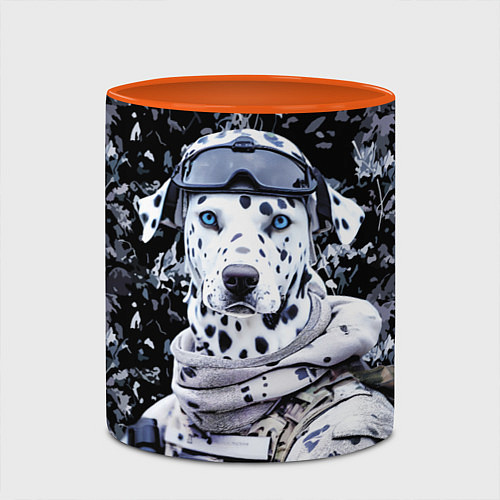 Кружка цветная Далматинец солдат спецназа / 3D-Белый + оранжевый – фото 2