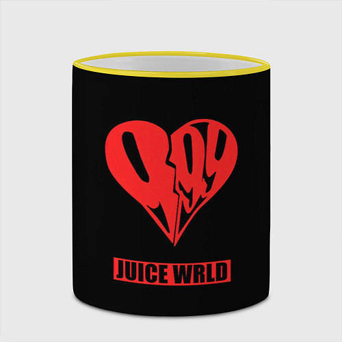 Кружка цветная Juice WRLD - heart / 3D-Желтый кант – фото 2