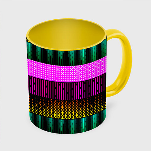 Кружка цветная Patterned stripes / 3D-Белый + желтый – фото 1
