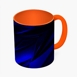 Кружка 3D Geometry blue stripes, цвет: 3D-белый + оранжевый