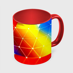 Кружка 3D Digital triangle abstract, цвет: 3D-белый + красный