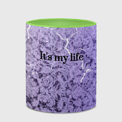 Кружка 3D Моя жизнь цитата, цвет: 3D-белый + светло-зеленый — фото 2