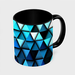 Кружка 3D Blue triangle, цвет: 3D-белый + черный