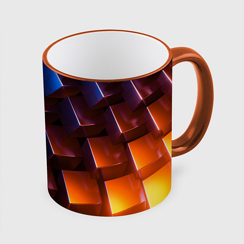 Кружка цветная Геометрия с градиентом / 3D-Оранжевый кант – фото 1