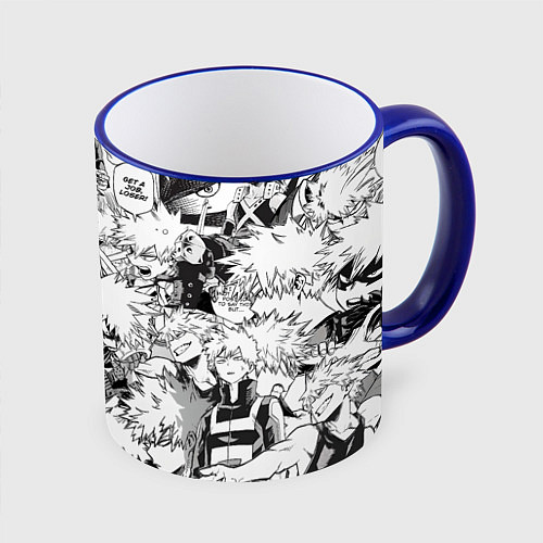 Кружка цветная Кацуки Бакуго - Моя геройская академия / 3D-Синий кант – фото 1