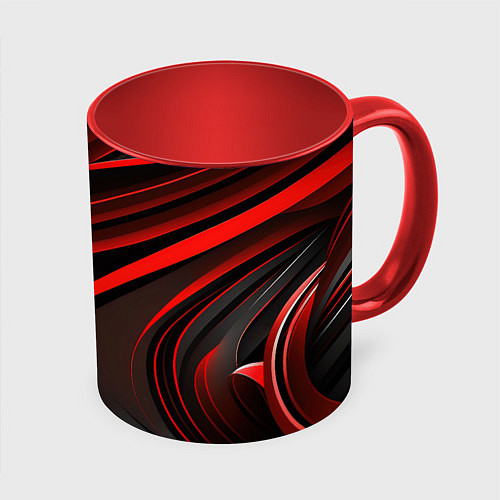 Кружка цветная Black and red abstract / 3D-Белый + красный – фото 1
