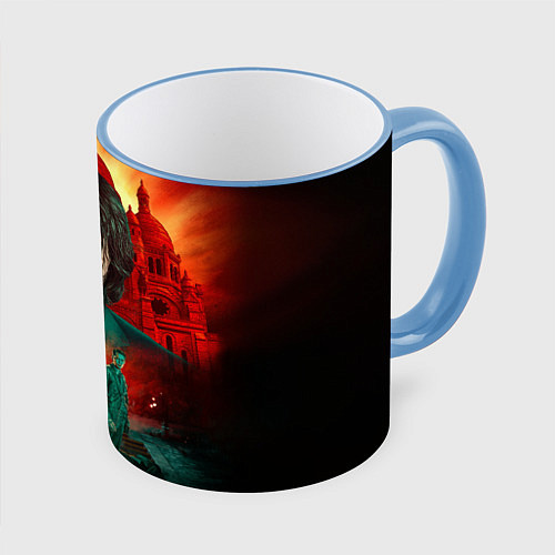 Кружка цветная John Wick catholic church Paris / 3D-Небесно-голубой кант – фото 1