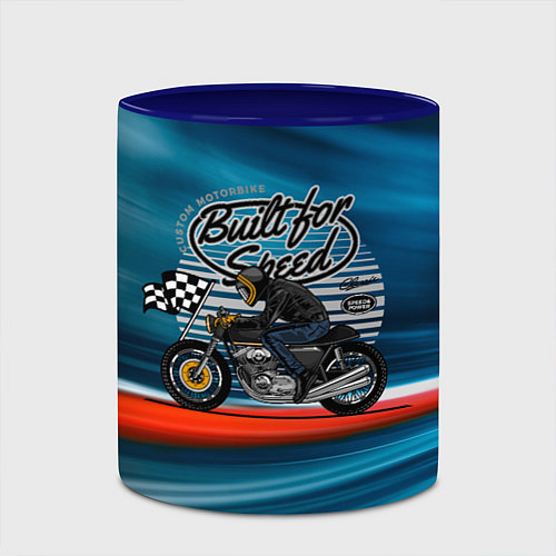 Кружка цветная Гонщик мотоциклист / 3D-Белый + синий – фото 2