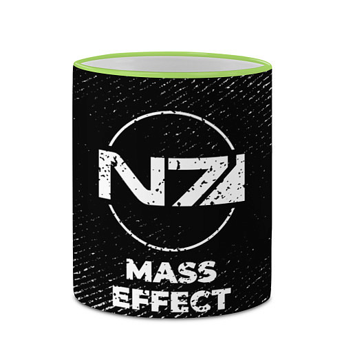 Кружка цветная Mass Effect с потертостями на темном фоне / 3D-Светло-зеленый кант – фото 2