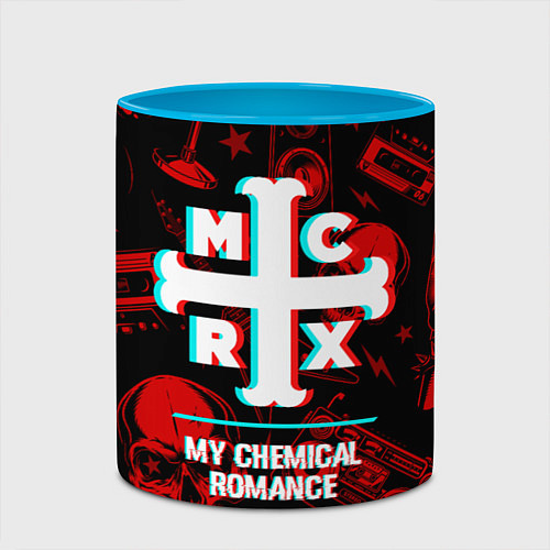 Кружка цветная My Chemical Romance rock glitch / 3D-Белый + небесно-голубой – фото 2