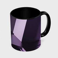 Кружка 3D Фиолетовая геометрия, цвет: 3D-белый + черный