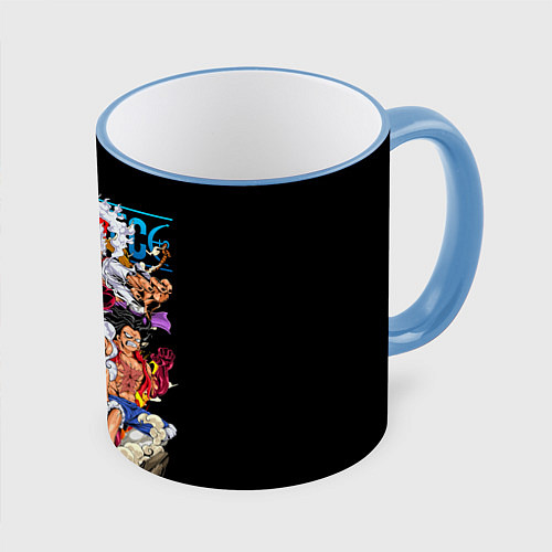 Кружка цветная One Piece all / 3D-Небесно-голубой кант – фото 1