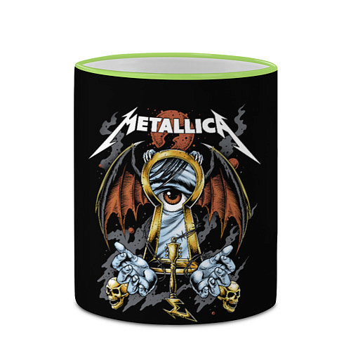 Кружка цветная Металлика - Metallica / 3D-Светло-зеленый кант – фото 2