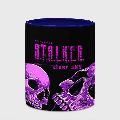 Кружка цветная Stalker skull / 3D-Белый + синий – фото 2