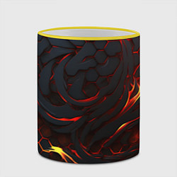 Кружка 3D Огненные разломленные плиты, цвет: 3D-желтый кант — фото 2