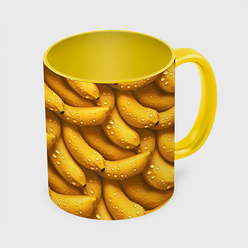 Кружка цветная Сочная текстура из бананов / 3D-Белый + желтый – фото 1