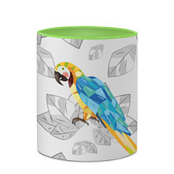 Кружка 3D Попугай на сером фоне, цвет: 3D-белый + светло-зеленый — фото 2