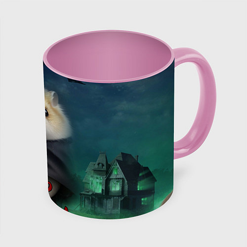 Кружка цветная Жуткий граф Хомякула / 3D-Белый + розовый – фото 1