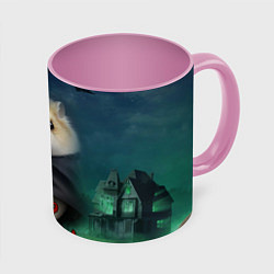 Кружка 3D Жуткий граф Хомякула, цвет: 3D-белый + розовый