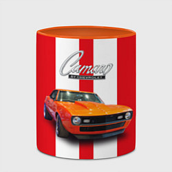 Кружка 3D Ретро маслкар Chevrolet Camaro SS 1968 года, цвет: 3D-белый + оранжевый — фото 2