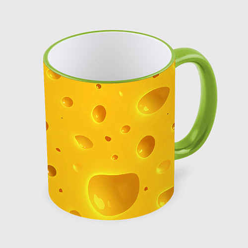 Кружка цветная Сырная текстура / 3D-Светло-зеленый кант – фото 1