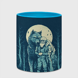 Кружка 3D Старик с волком, цвет: 3D-белый + небесно-голубой — фото 2