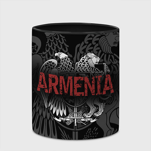 Кружка цветная Герб Армении с надписью Armenia / 3D-Белый + черный – фото 2