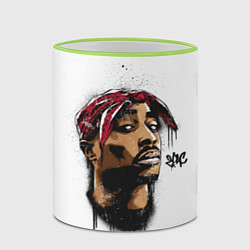 Кружка 3D 2Pac - Тупак Шакур, цвет: 3D-светло-зеленый кант — фото 2