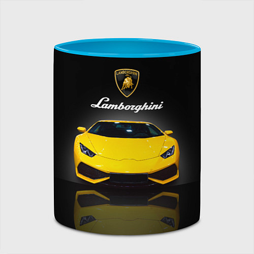 Кружка цветная Итальянский суперкар Lamborghini Aventador / 3D-Белый + небесно-голубой – фото 2