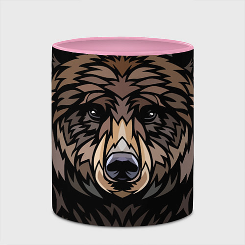 Кружка цветная Медведь в этническом стиле / 3D-Белый + розовый – фото 2