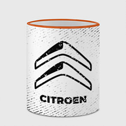 Кружка 3D Citroen с потертостями на светлом фоне, цвет: 3D-оранжевый кант — фото 2