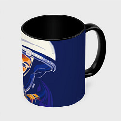 Кружка 3D Юрий Гагарин в скафандре, цвет: 3D-белый + черный