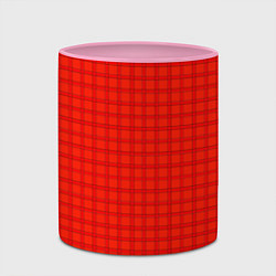 Кружка 3D Оранжево-красный клетчатый узор, цвет: 3D-белый + розовый — фото 2
