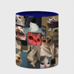Кружка 3D Мемные котики, цвет: 3D-белый + синий — фото 2