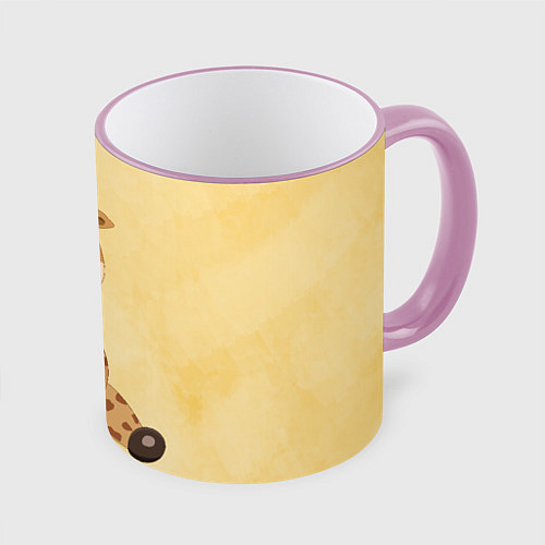 Кружка цветная Малыш жираф / 3D-Розовый кант – фото 1