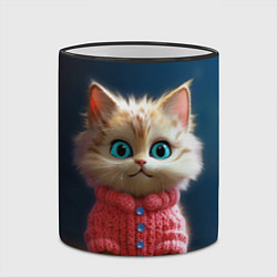 Кружка 3D Котик в розовом свитере, цвет: 3D-черный кант — фото 2